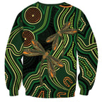 Green Indigenous Dragonfly Australia Sweatshirt Aboriginal Art - Aussie Hoodie