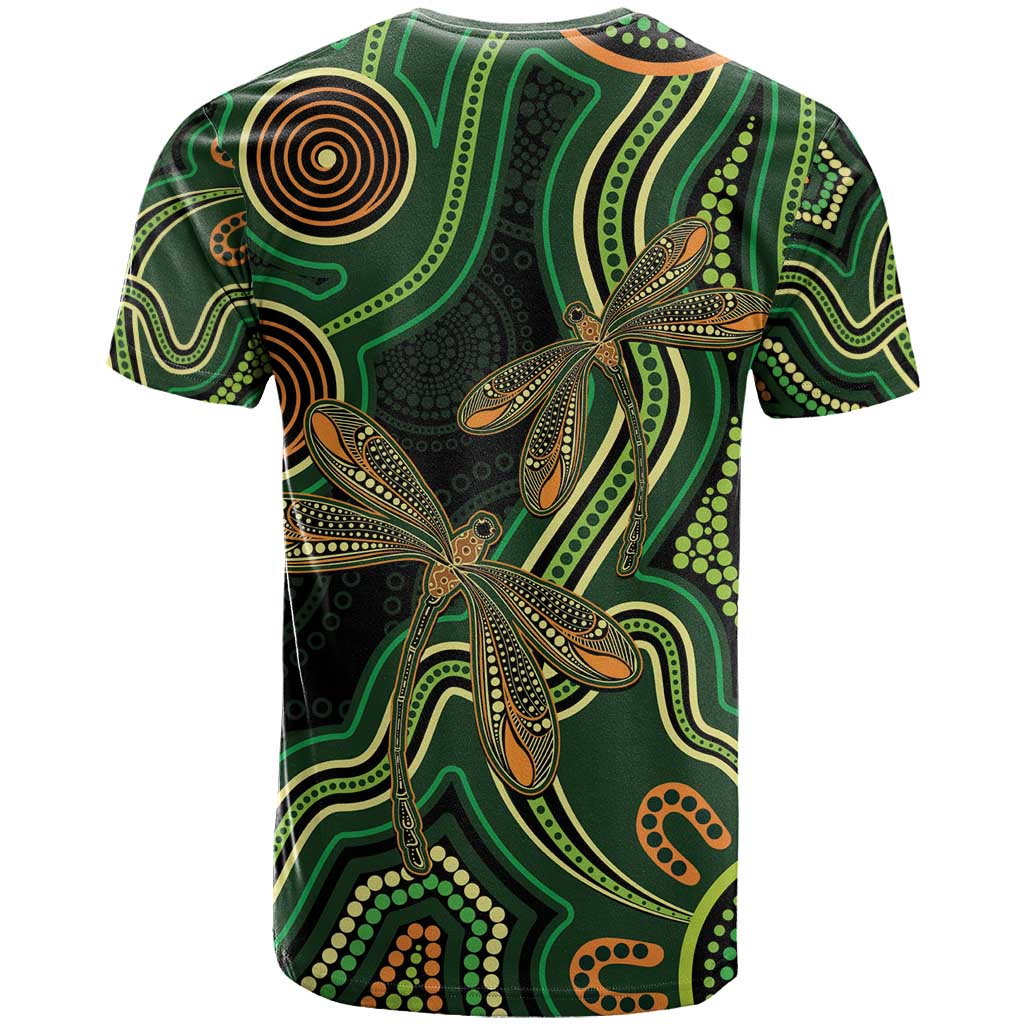 Green Indigenous Dragonfly Australia T Shirt Aboriginal Art - Aussie Hoodie