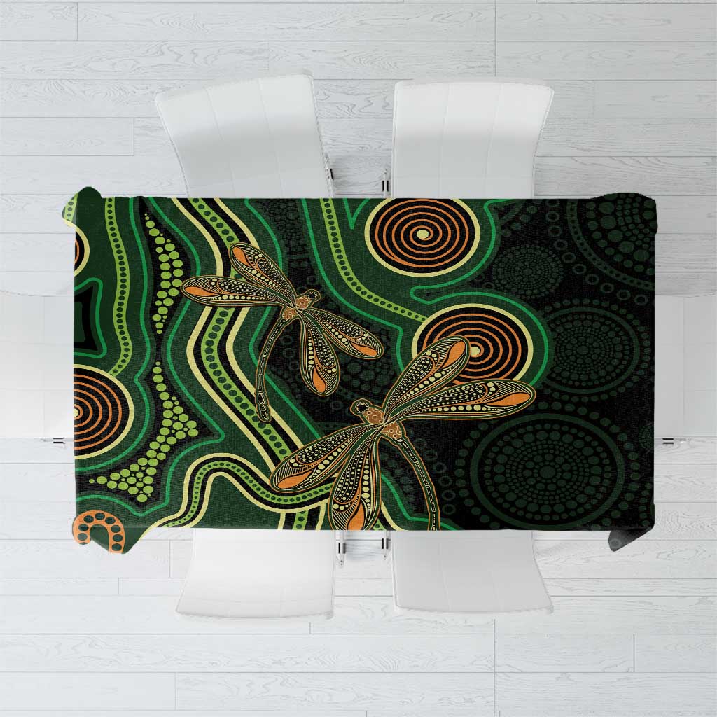 Green Indigenous Dragonfly Australia Tablecloth Aboriginal Art - Aussie Hoodie