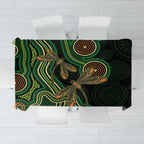 Green Indigenous Dragonfly Australia Tablecloth Aboriginal Art - Aussie Hoodie