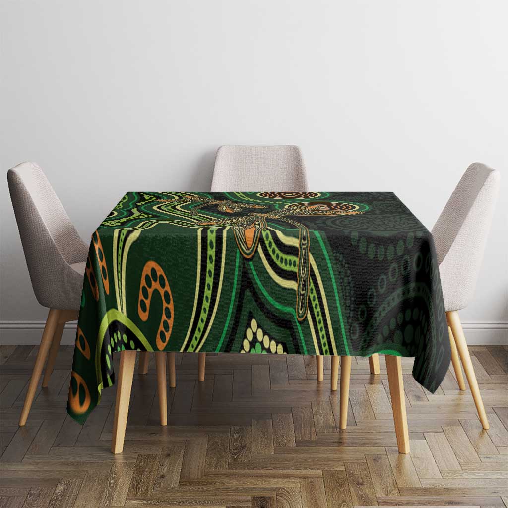 Green Indigenous Dragonfly Australia Tablecloth Aboriginal Art - Aussie Hoodie