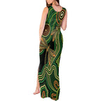 Green Indigenous Dragonfly Australia Tank Maxi Dress Aboriginal Art - Aussie Hoodie
