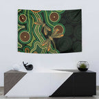 Green Indigenous Dragonfly Australia Tapestry Aboriginal Art - Aussie Hoodie