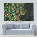 Green Indigenous Dragonfly Australia Tapestry Aboriginal Art - Aussie Hoodie