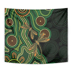 Green Indigenous Dragonfly Australia Tapestry Aboriginal Art - Aussie Hoodie