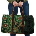 Green Indigenous Dragonfly Australia Travel Bag Aboriginal Art - Aussie Hoodie