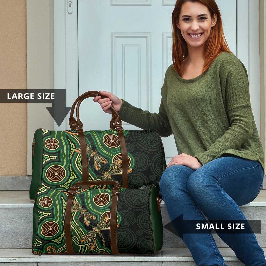 Green Indigenous Dragonfly Australia Travel Bag Aboriginal Art - Aussie Hoodie