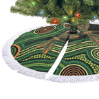 Green Indigenous Dragonfly Australia Tree Skirt Aboriginal Art - Aussie Hoodie