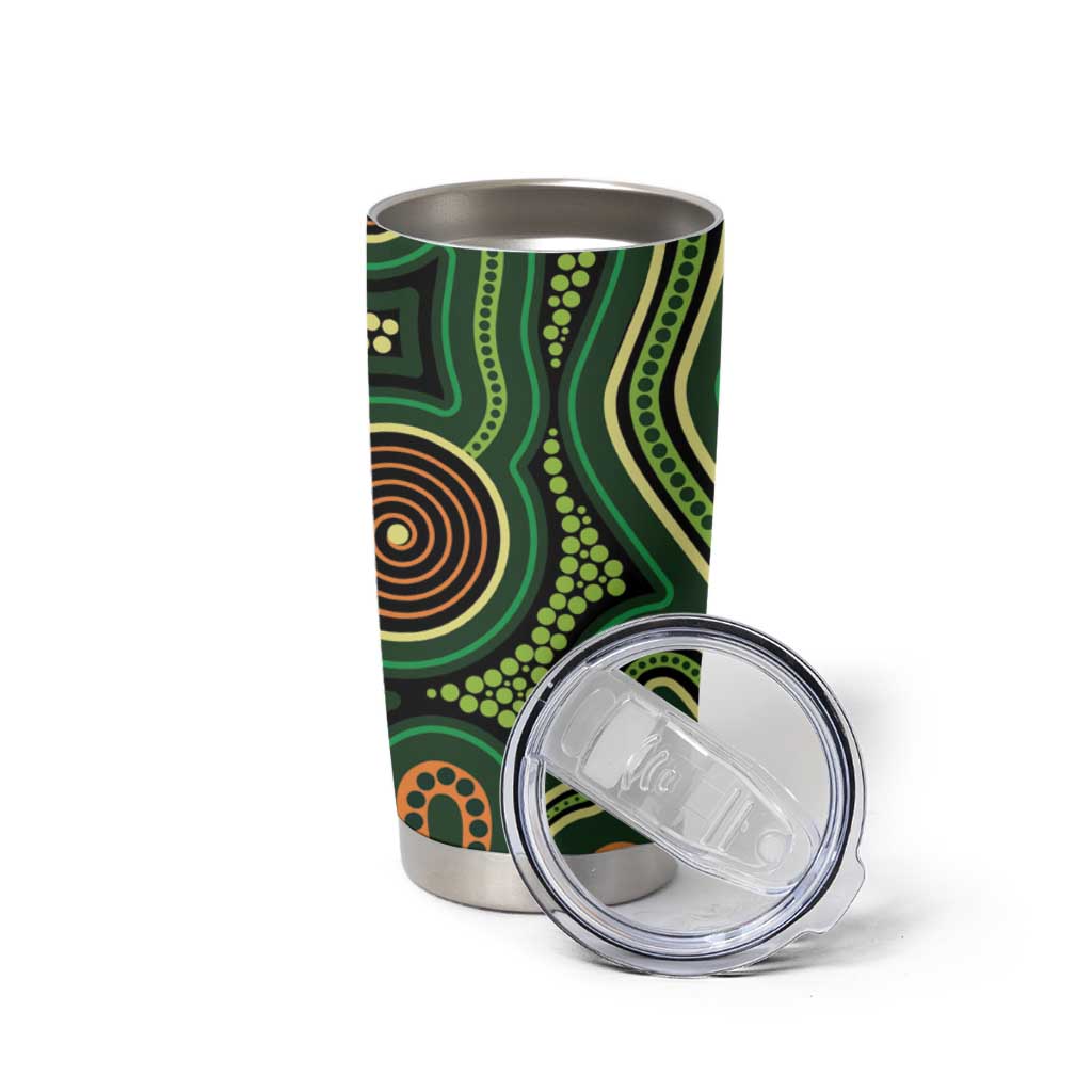 Green Indigenous Dragonfly Australia Tumbler Cup Aboriginal Art - Aussie Hoodie