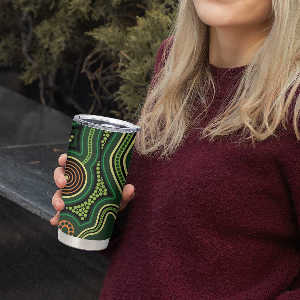 Green Indigenous Dragonfly Australia Tumbler Cup Aboriginal Art - Aussie Hoodie