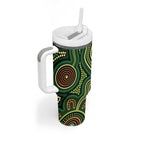 Green Indigenous Dragonfly Australia Tumbler With Handle Aboriginal Art - Aussie Hoodie