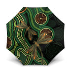 Green Indigenous Dragonfly Australia Umbrella Aboriginal Art - Aussie Hoodie