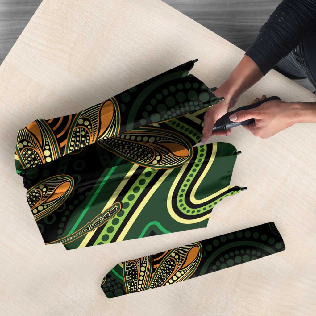 Green Indigenous Dragonfly Australia Umbrella Aboriginal Art - Aussie Hoodie