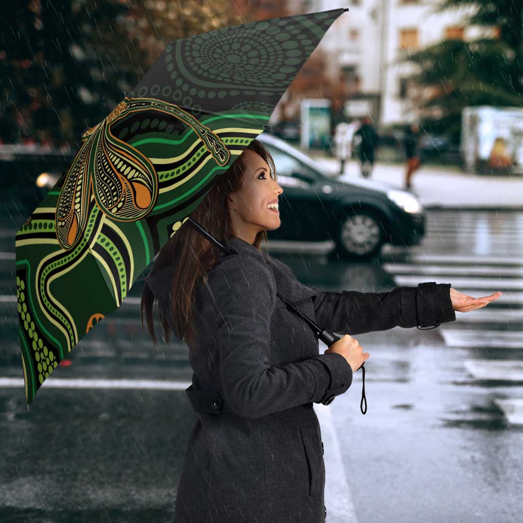 Green Indigenous Dragonfly Australia Umbrella Aboriginal Art - Aussie Hoodie