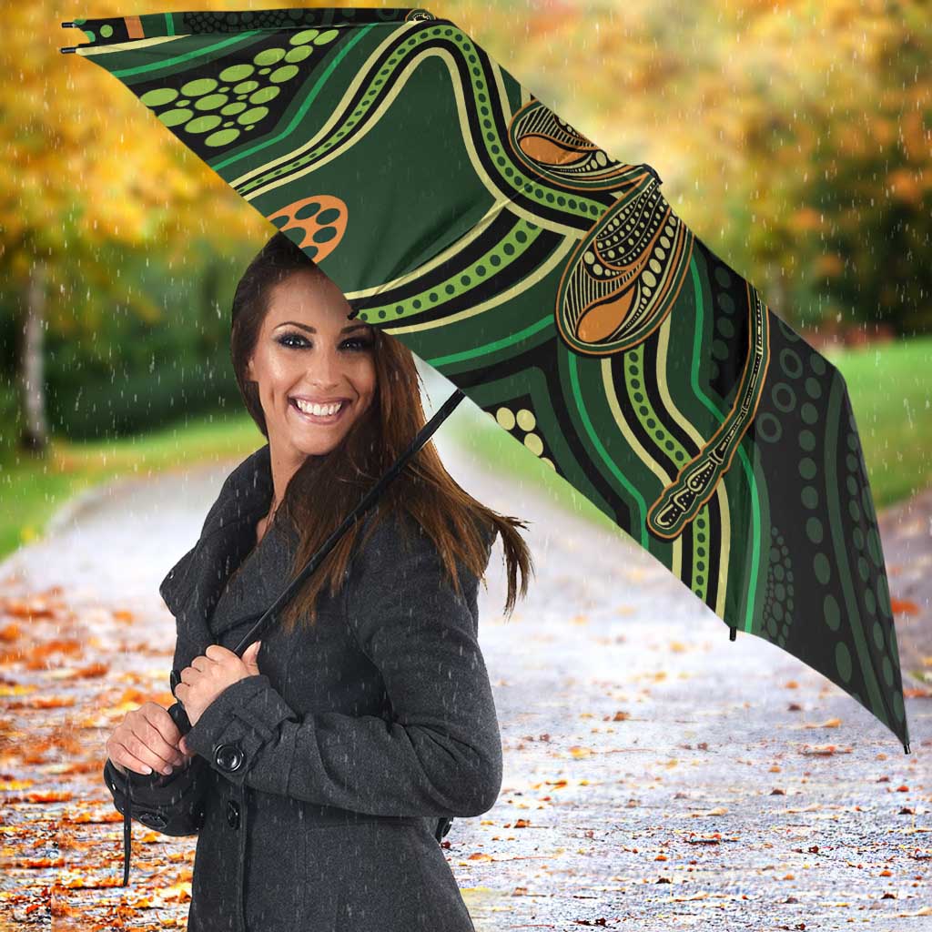 Green Indigenous Dragonfly Australia Umbrella Aboriginal Art - Aussie Hoodie