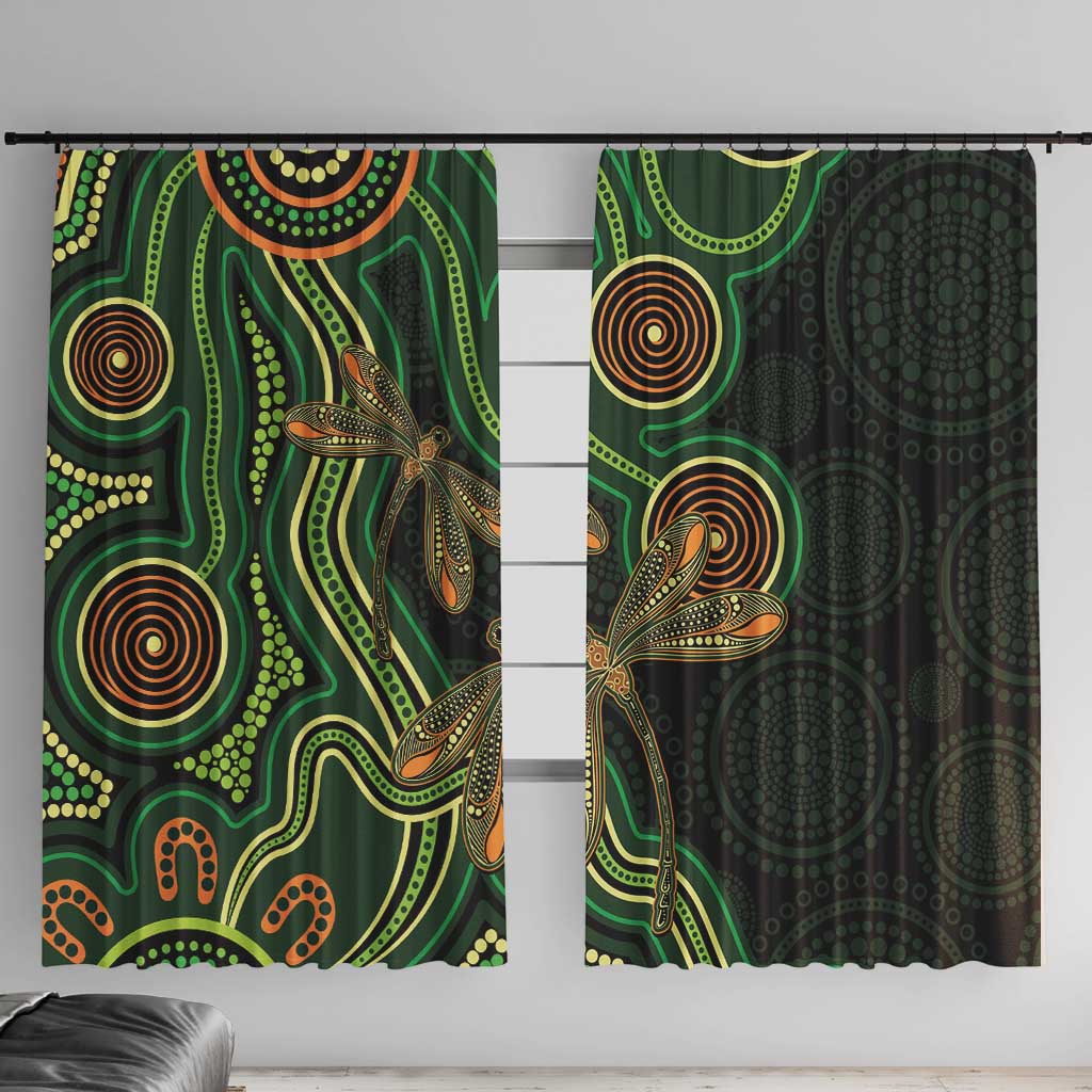 Green Indigenous Dragonfly Australia Window Curtain Aboriginal Art - Aussie Hoodie