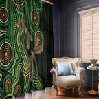 Green Indigenous Dragonfly Australia Window Curtain Aboriginal Art - Aussie Hoodie
