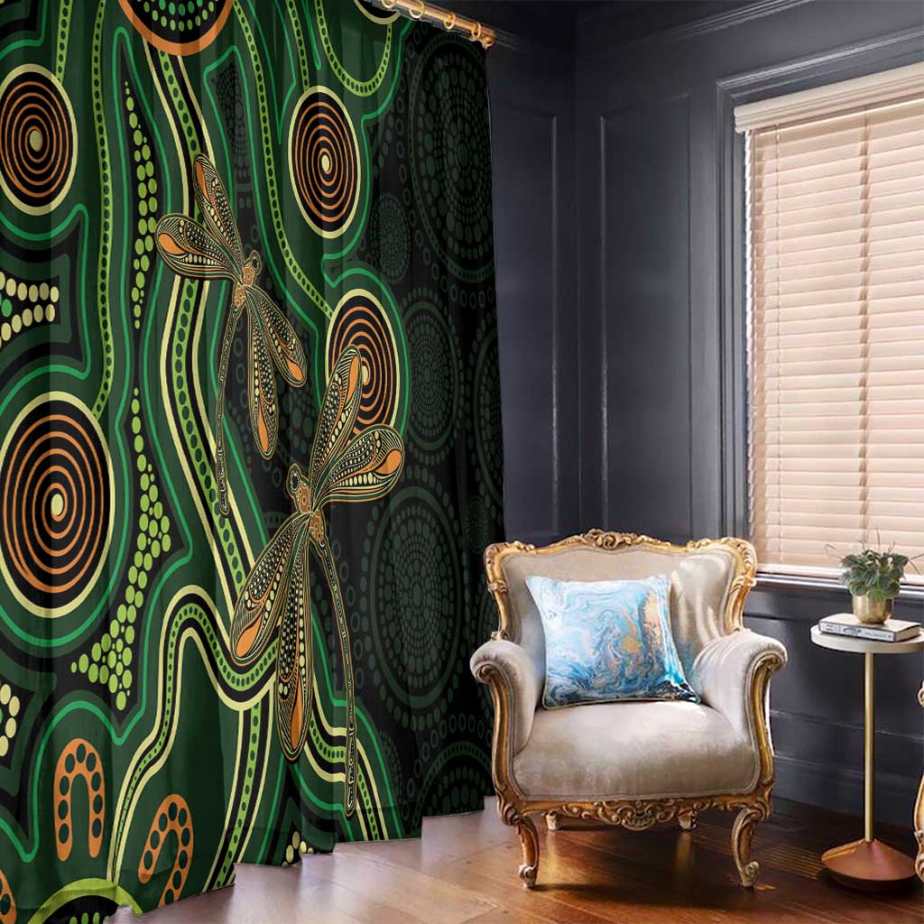Green Indigenous Dragonfly Australia Window Curtain Aboriginal Art - Aussie Hoodie
