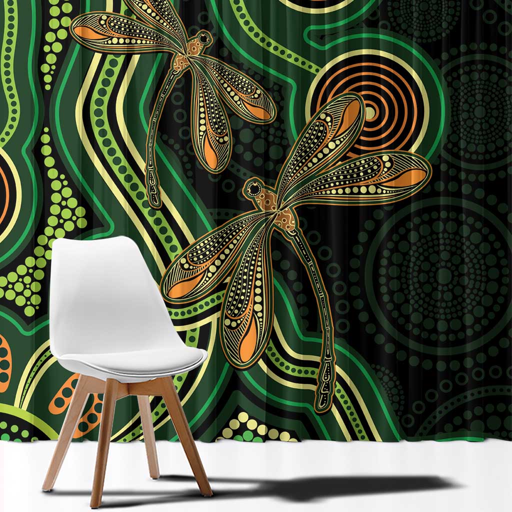 Green Indigenous Dragonfly Australia Window Curtain Aboriginal Art - Aussie Hoodie