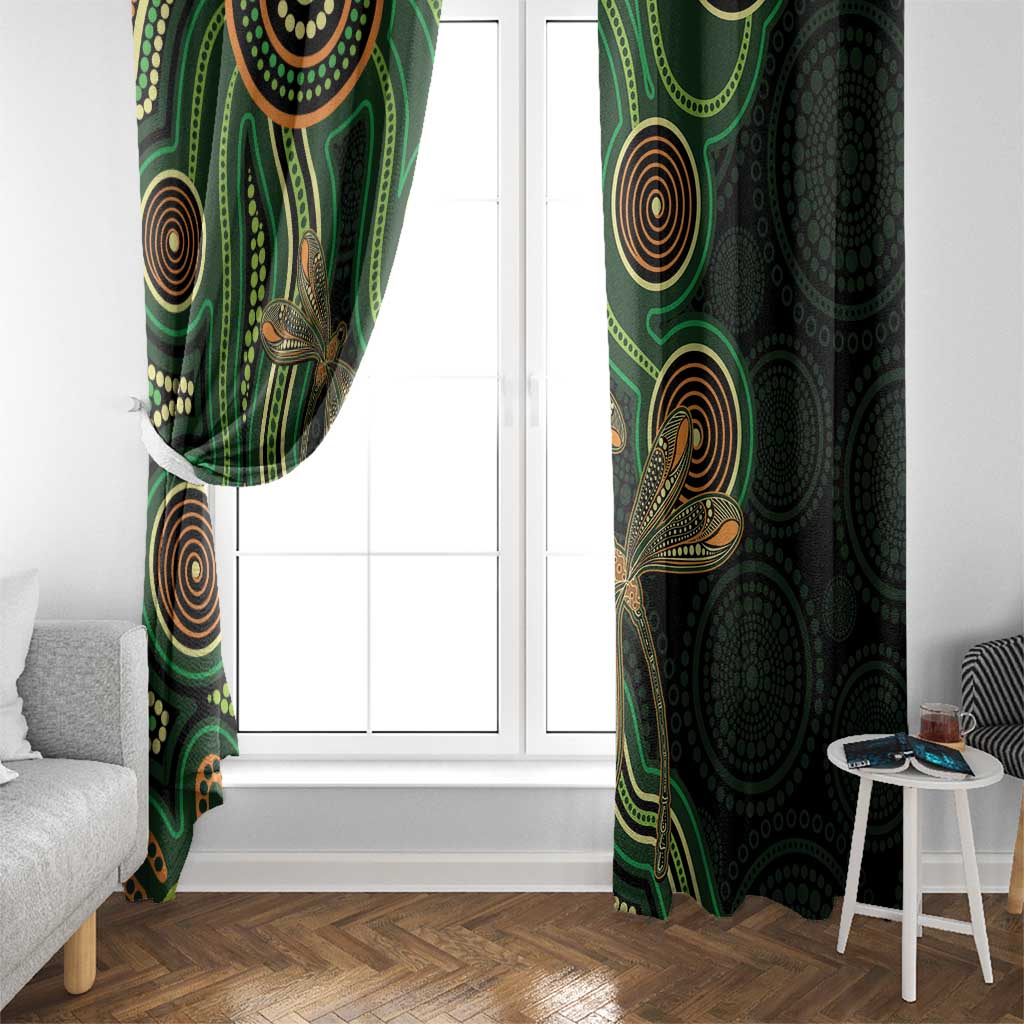 Green Indigenous Dragonfly Australia Window Curtain Aboriginal Art - Aussie Hoodie