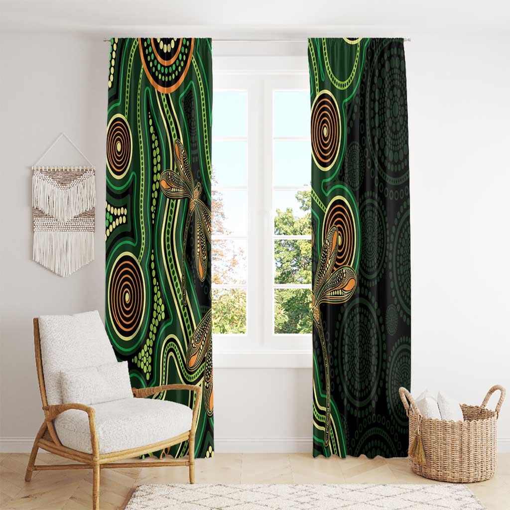Green Indigenous Dragonfly Australia Window Curtain Aboriginal Art - Aussie Hoodie