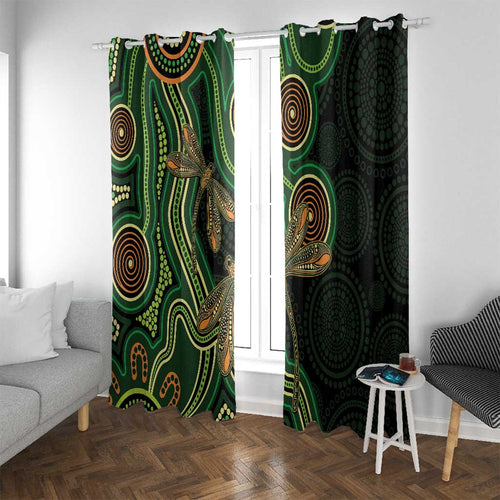 Green Indigenous Dragonfly Australia Window Curtain Aboriginal Art - Aussie Hoodie