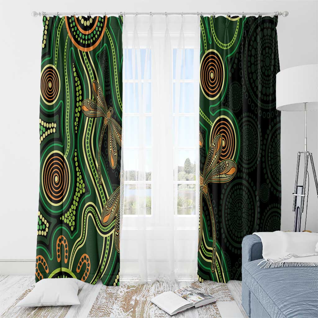 Green Indigenous Dragonfly Australia Window Curtain Aboriginal Art - Aussie Hoodie