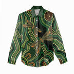 Green Indigenous Dragonfly Australia Women Casual Shirt Aboriginal Art - Aussie Hoodie