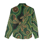 Green Indigenous Dragonfly Australia Women Casual Shirt Aboriginal Art - Aussie Hoodie