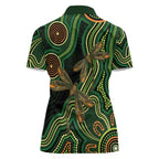 Green Indigenous Dragonfly Australia Women Polo Shirt Aboriginal Art - Aussie Hoodie