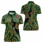 Green Indigenous Dragonfly Australia Women Polo Shirt Aboriginal Art - Aussie Hoodie