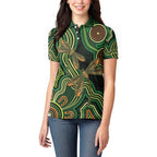 Green Indigenous Dragonfly Australia Women Polo Shirt Aboriginal Art - Aussie Hoodie