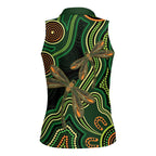 Green Indigenous Dragonfly Australia Women Sleeveless Polo Shirt Aboriginal Art - Aussie Hoodie
