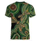 Green Indigenous Dragonfly Australia Women V-Neck T-Shirt Aboriginal Art - Aussie Hoodie