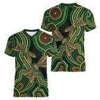 Green Indigenous Dragonfly Australia Women V-Neck T-Shirt Aboriginal Art - Aussie Hoodie