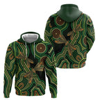 Green Indigenous Dragonfly Australia Zip Hoodie Aboriginal Art - Aussie Hoodie