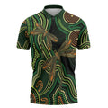 Green Indigenous Dragonfly Australia Zipper Polo Shirt Aboriginal Art - Aussie Hoodie