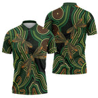 Green Indigenous Dragonfly Australia Zipper Polo Shirt Aboriginal Art - Aussie Hoodie