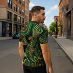 Green Indigenous Dragonfly Australia Zipper Polo Shirt Aboriginal Art - Aussie Hoodie