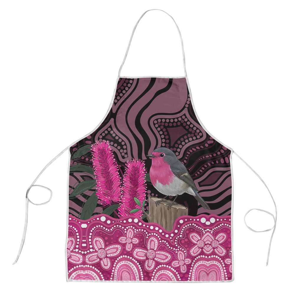 Australia Indigenous Apron Breast Cancer Pink Robin Bottlebrush Aboriginal Art - Aussie Hoodie