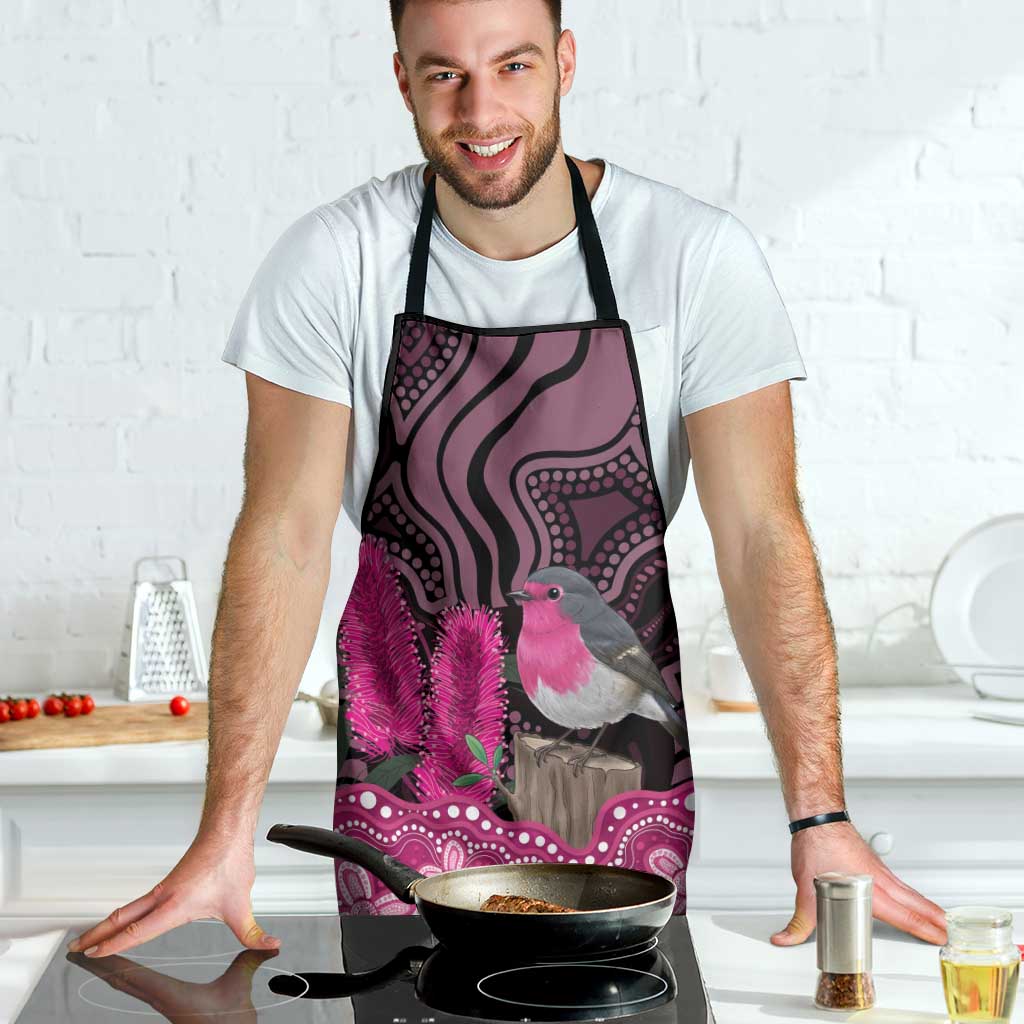 Australia Indigenous Apron Breast Cancer Pink Robin Bottlebrush Aboriginal Art - Aussie Hoodie
