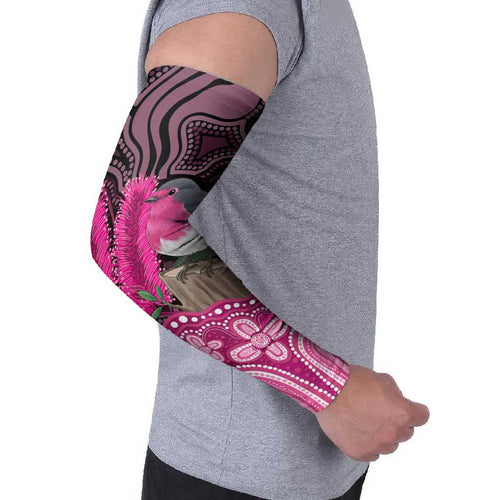 Australia Indigenous Arm Sleeves Breast Cancer Pink Robin Bottlebrush Aboriginal Art - Aussie Hoodie