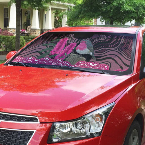 Australia Indigenous Auto Sun Shade Breast Cancer Pink Robin Bottlebrush Aboriginal Art - Aussie Hoodie