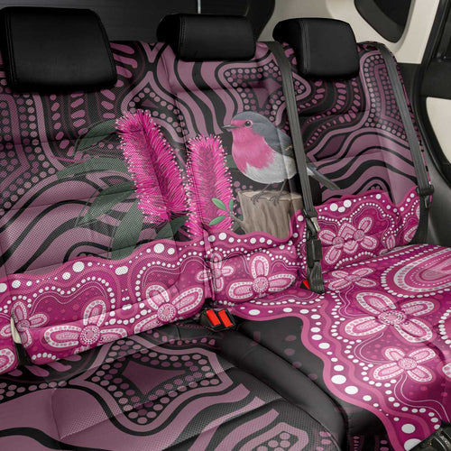 Australia Indigenous Back Car Seat Cover Breast Cancer Pink Robin Bottlebrush Aboriginal Art - Aussie Hoodie