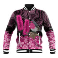 Australia Indigenous Baseball Jacket Breast Cancer Pink Robin Bottlebrush Aboriginal Art - Aussie Hoodie