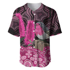 Australia Indigenous Baseball Jersey Breast Cancer Pink Robin Bottlebrush Aboriginal Art - Aussie Hoodie