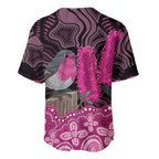 Australia Indigenous Baseball Jersey Breast Cancer Pink Robin Bottlebrush Aboriginal Art - Aussie Hoodie