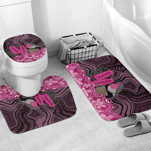 Australia Indigenous Bathroom Set Breast Cancer Pink Robin Bottlebrush Aboriginal Art - Aussie Hoodie