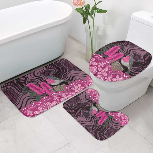 Australia Indigenous Bathroom Set Breast Cancer Pink Robin Bottlebrush Aboriginal Art - Aussie Hoodie