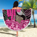 Australia Indigenous Beach Blanket Breast Cancer Pink Robin Bottlebrush Aboriginal Art - Aussie Hoodie